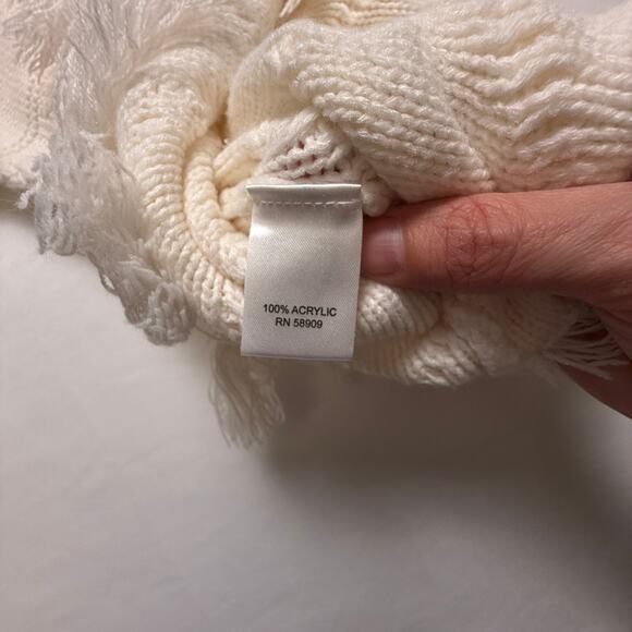 Gianni Bini Fringe Sweater High Neck Cream Color Size M - Picture 8 of 16